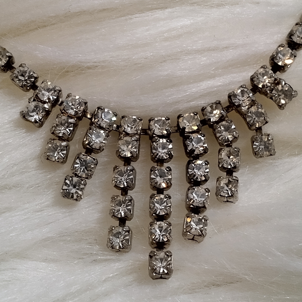 Vintage Rhinestone Demi Parure Necklace & Tennis Bracelet 2-pc Set